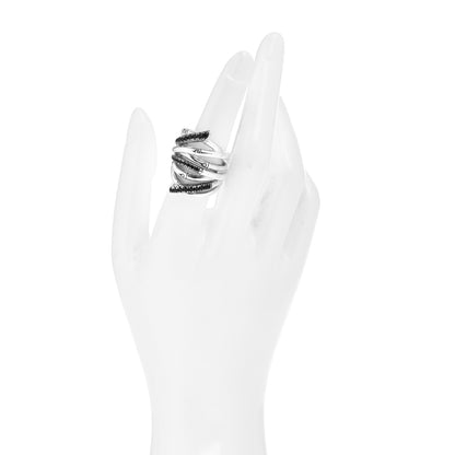 John Hardy Sterling Silver Black Sapphire Bamboo Lava Wide Wrap Ring 55 7.25 2 of 5