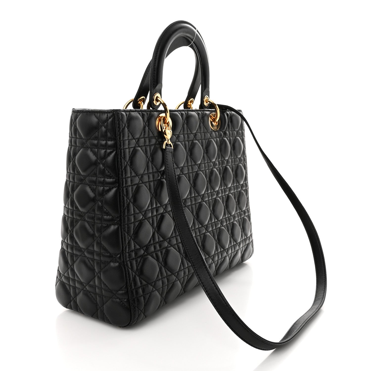 Christian Dior Lambskin Cannage Large Lady Dior Black 3 of 17