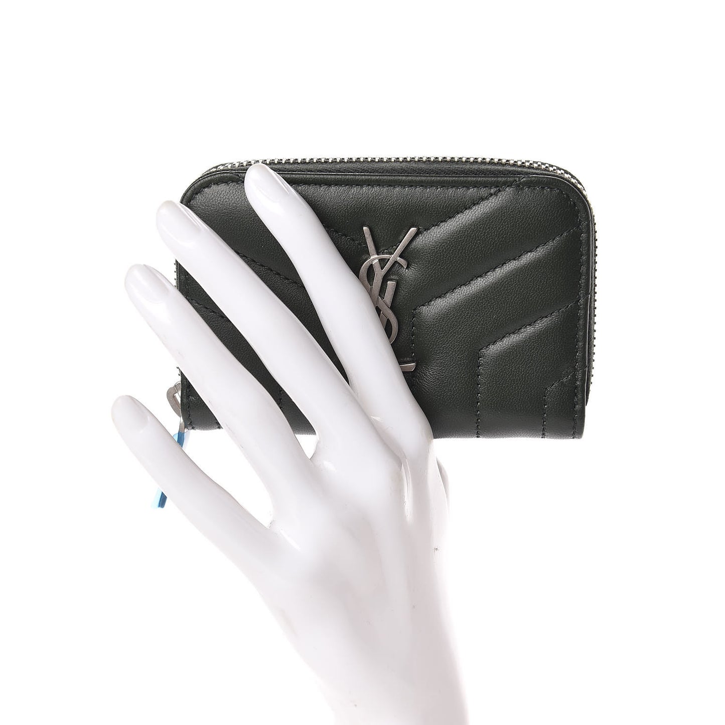 Lambskin Y Quilted Monogram LouLou Zip Coin Purse New Vert Fonce
