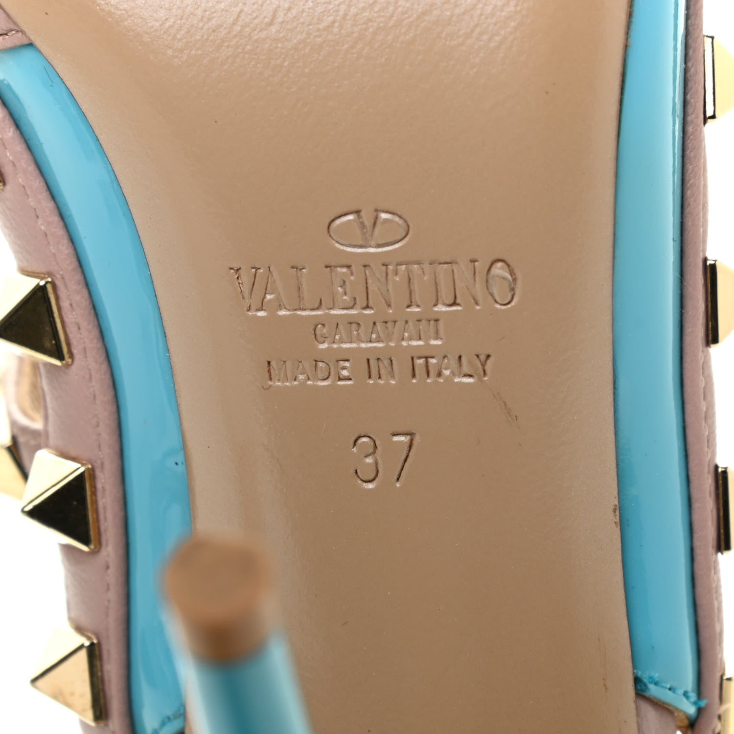 Valentino Garavani Patent Rockstud Ankle Strap 100mm Pumps 37 Parrot Poudre 6 of 9
