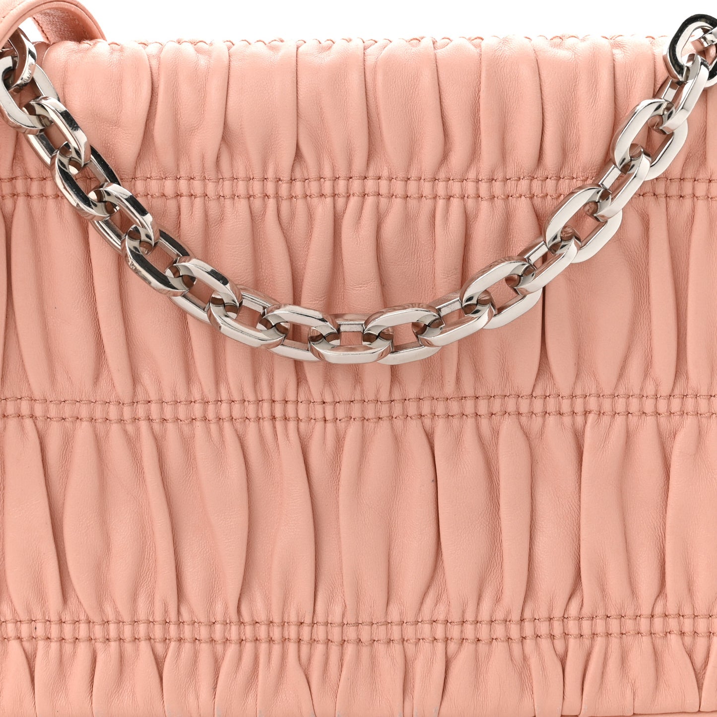 Nappa Gaufre Chain Shoulder Bag Pesca