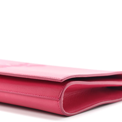 Saint Laurent Calfskin Monogram Large Belle De Jour Clutch Lipstick Fuchsia 6 of 8
