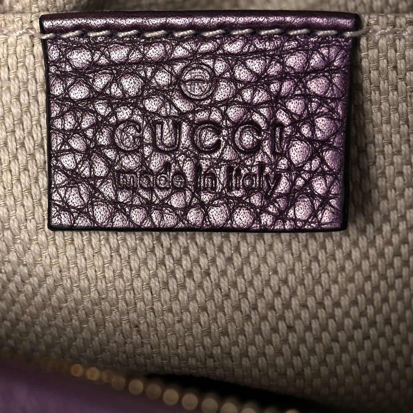 Metallic Pebbled Calfskin Mini Soho Chain Bag Purple