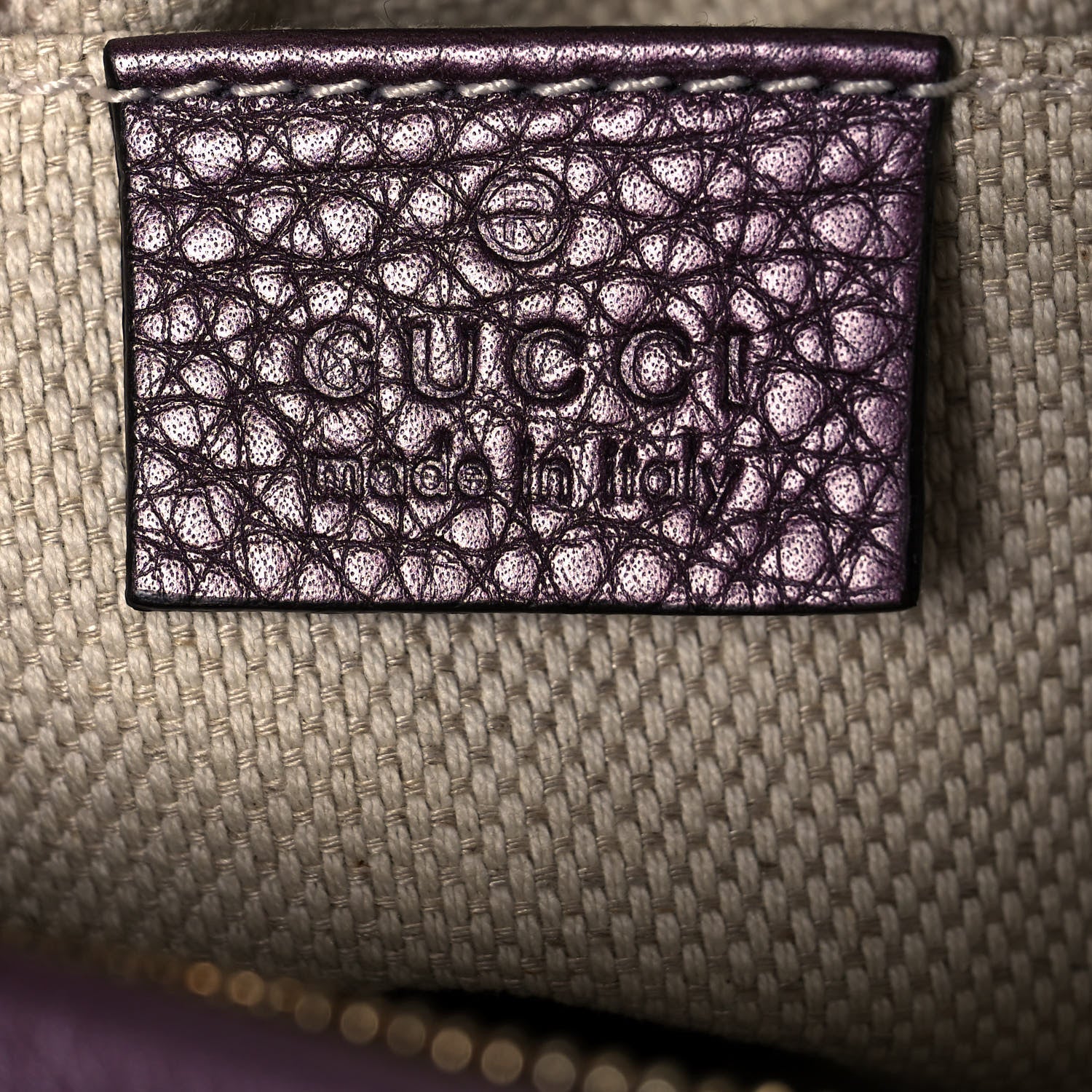 Gucci Metallic Pebbled Calfskin Mini Soho Chain Bag Purple 6 of 14