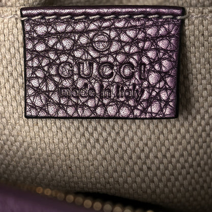 Gucci Metallic Pebbled Calfskin Mini Soho Chain Bag Purple 6 of 14