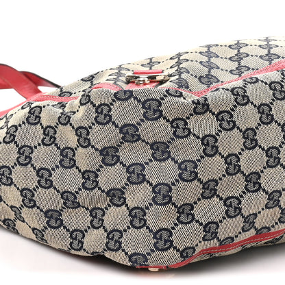 Gucci Monogram Abbey Tote Navy Red 9 of 10