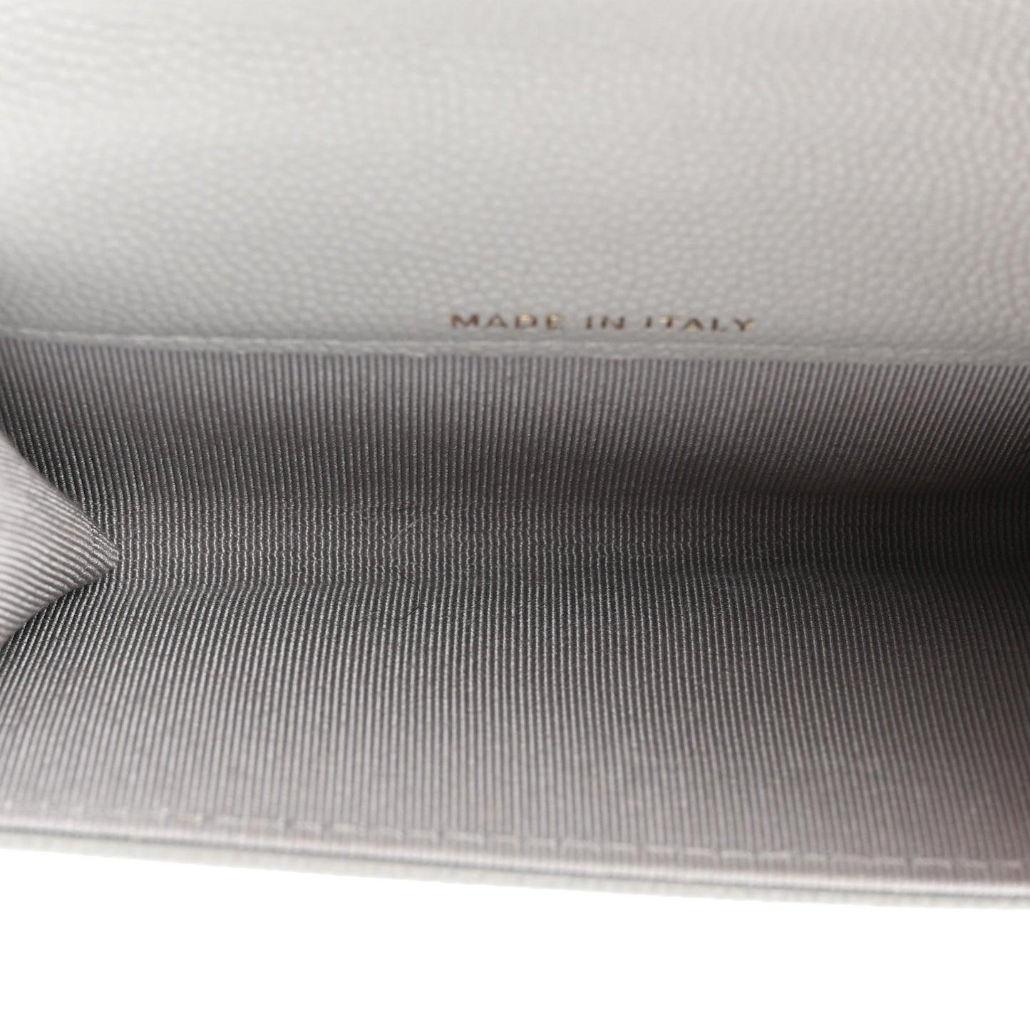 Caviar Quilted Flap Card Holder Wallet Grey