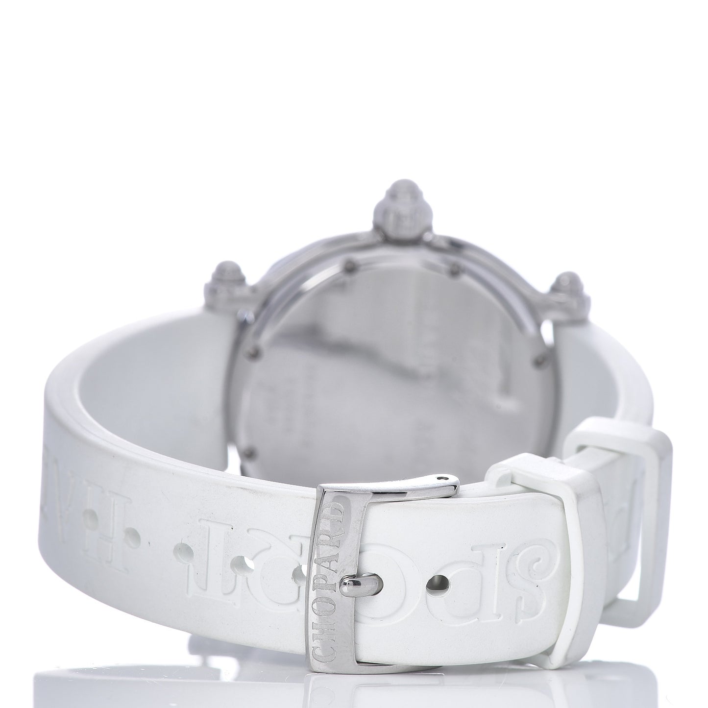 Stainless Steel Rubber Diamond 38mm Happy Sport Fish Quartz Watch White