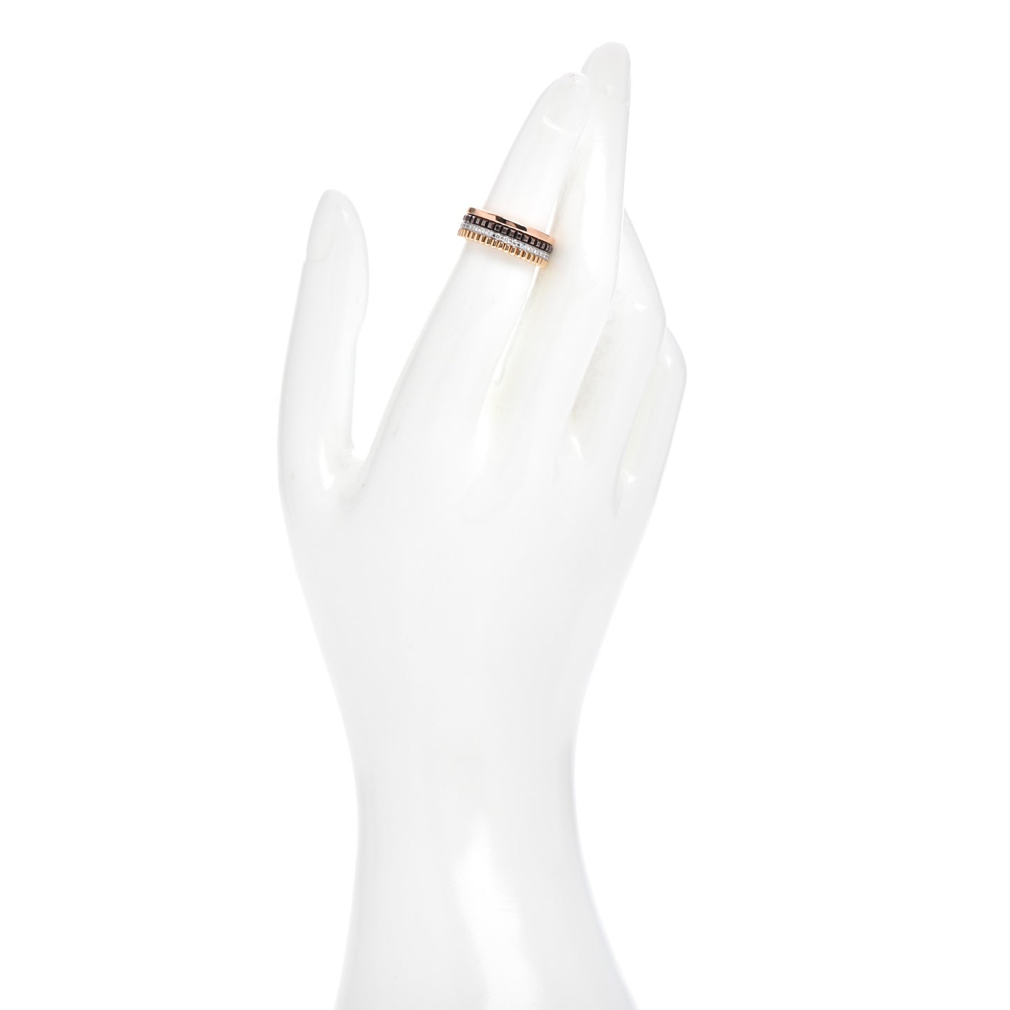 18K Pink Yellow White Gold PVD Diamond Small Quatre Classique Ring 48 4.5