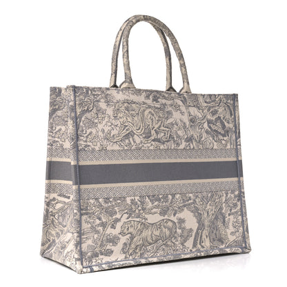 Christian Dior Canvas Embroidered Large Dioriviera Toile De Jouy Book Tote Gray 3 of 14