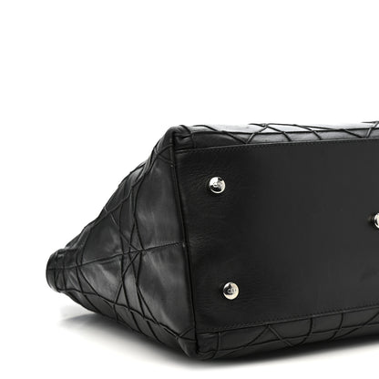 Christian Dior Lambskin Cannage Medium Granville Tote Black 10 of 12