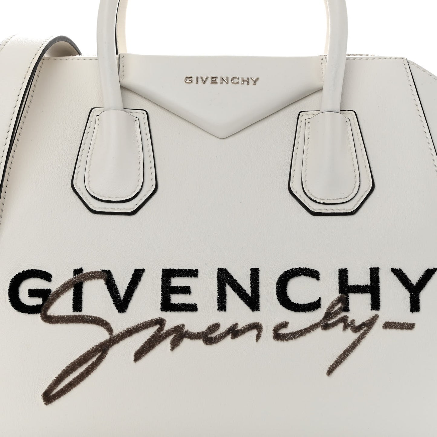 Calfskin Signature Logo Small Antigona White