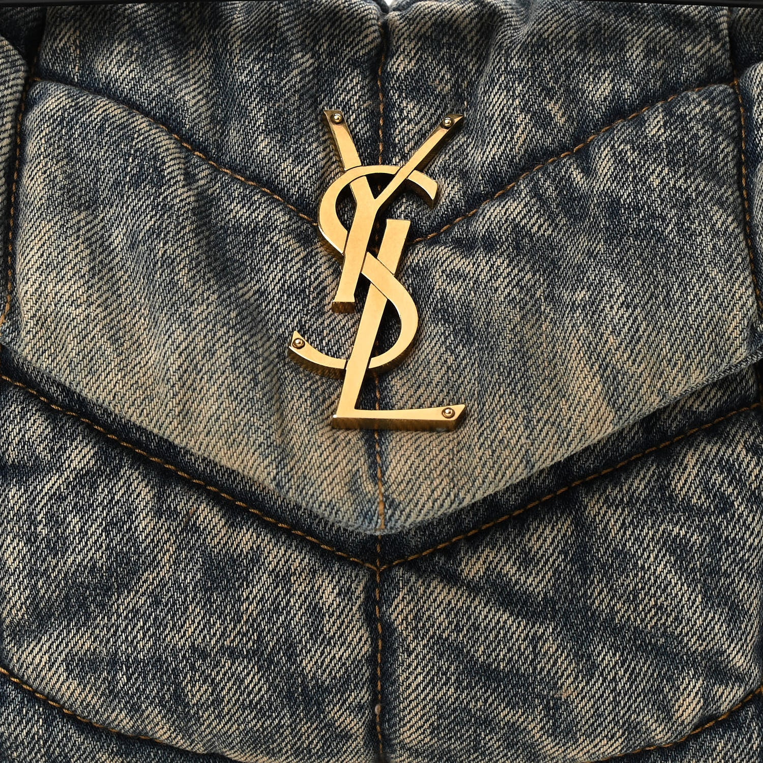 Saint Laurent Denim Quilted Small Loulou Puffer Monogram Chain Satchel Rodeo Blue 7 of 9