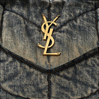 Saint Laurent Denim Quilted Small Loulou Puffer Monogram Chain Satchel Rodeo Blue 7 of 9