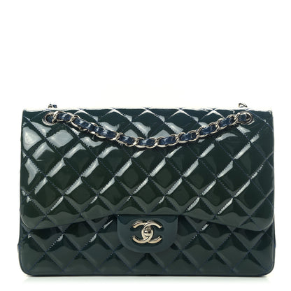 Chanel Patent Quilted Jumbo Double Flap Navy 1 of 12