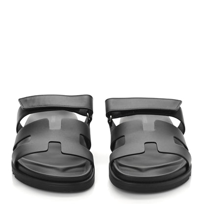 Hermes Calfskin Womens Chypre Sandals 41 Black 2 of 10