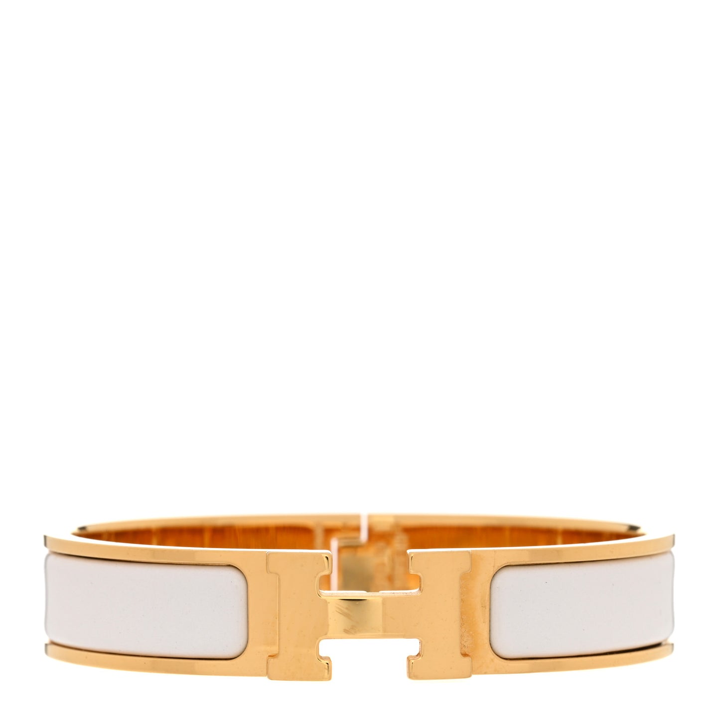 Enamel Narrow Clic Clac H Bracelet PM White