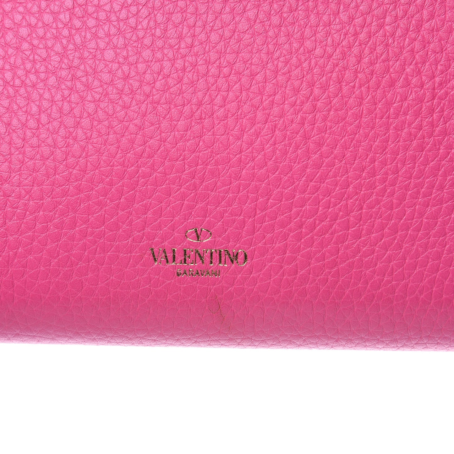 Grained Calfskin Rockstud Envelope Wallet on Chain Peony