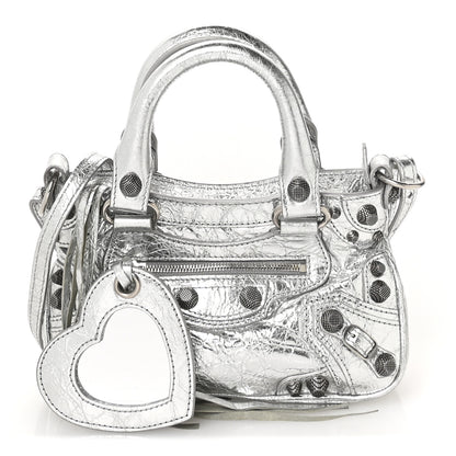 Balenciaga Agneau Arena Neo Cagole Mini Handbag Silver 3 of 11