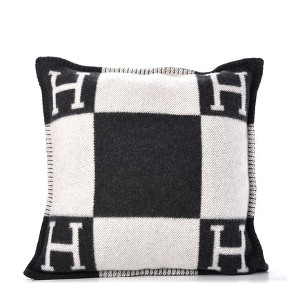 Hermes Wool Cashmere Avalon Pillow PM Ecru Gris Fonce 1 of 5
