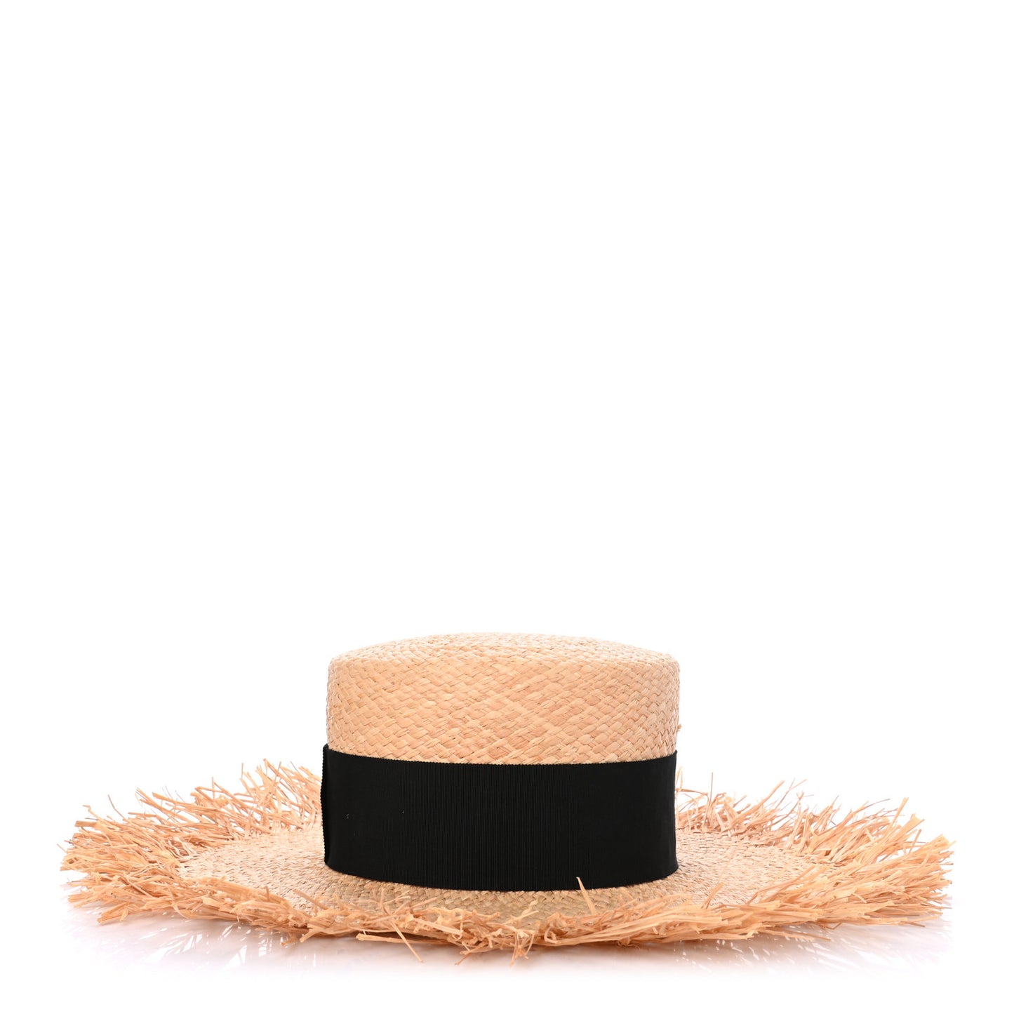 Raffia Wide Brimmed Hat L Beige Black