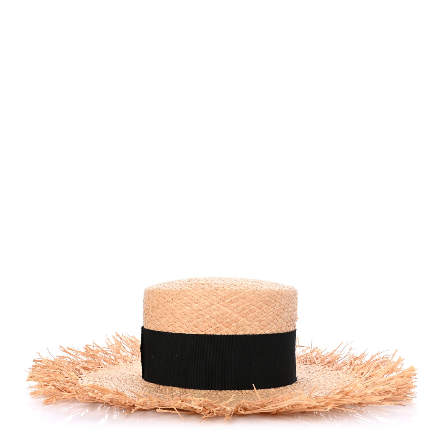 Chanel Raffia Wide Brimmed Hat L Beige Black 5 of 8