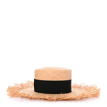 Chanel Raffia Wide Brimmed Hat L Beige Black 5 of 8