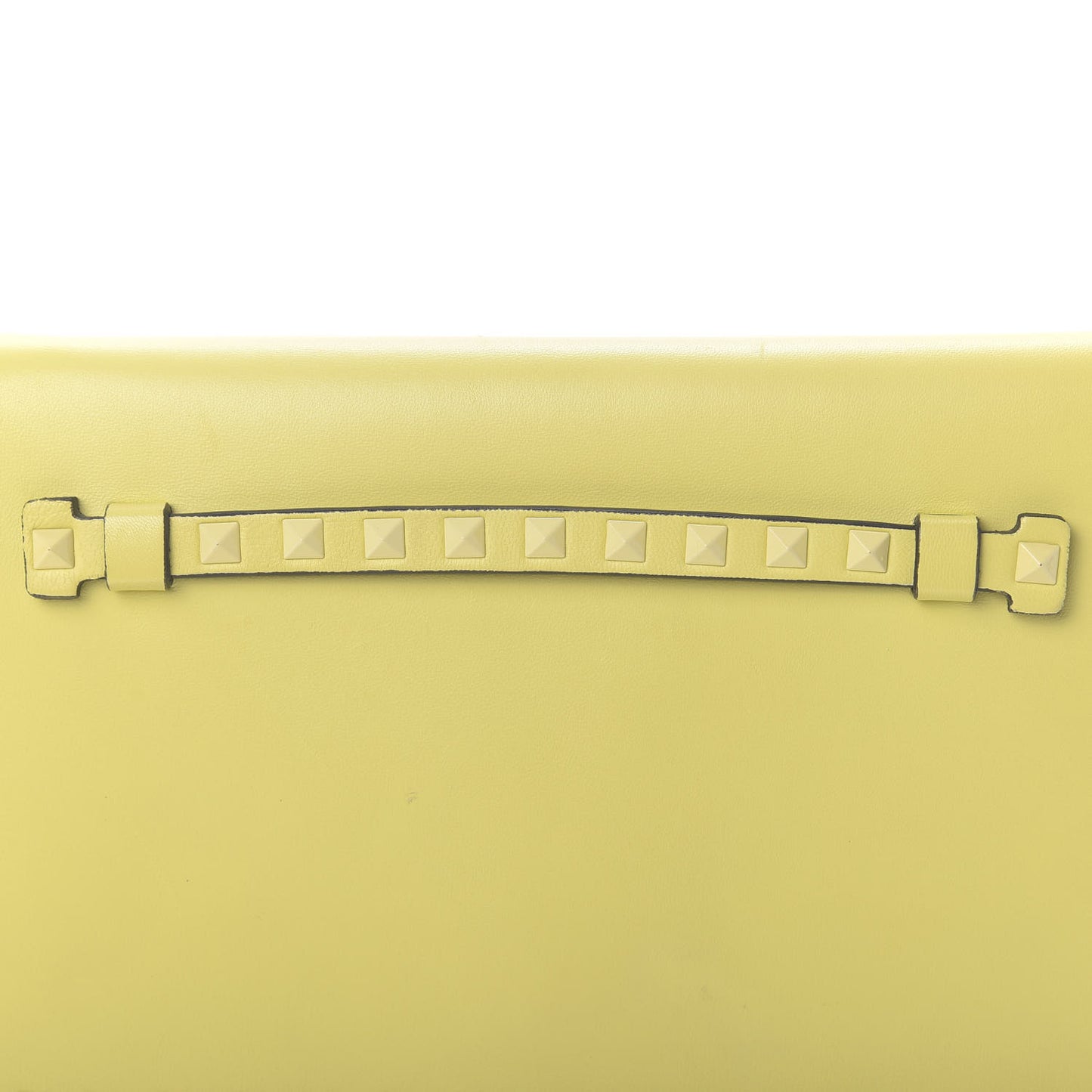 Nappa Monochrome Rockstud Wristlet Clutch Soft Yellow