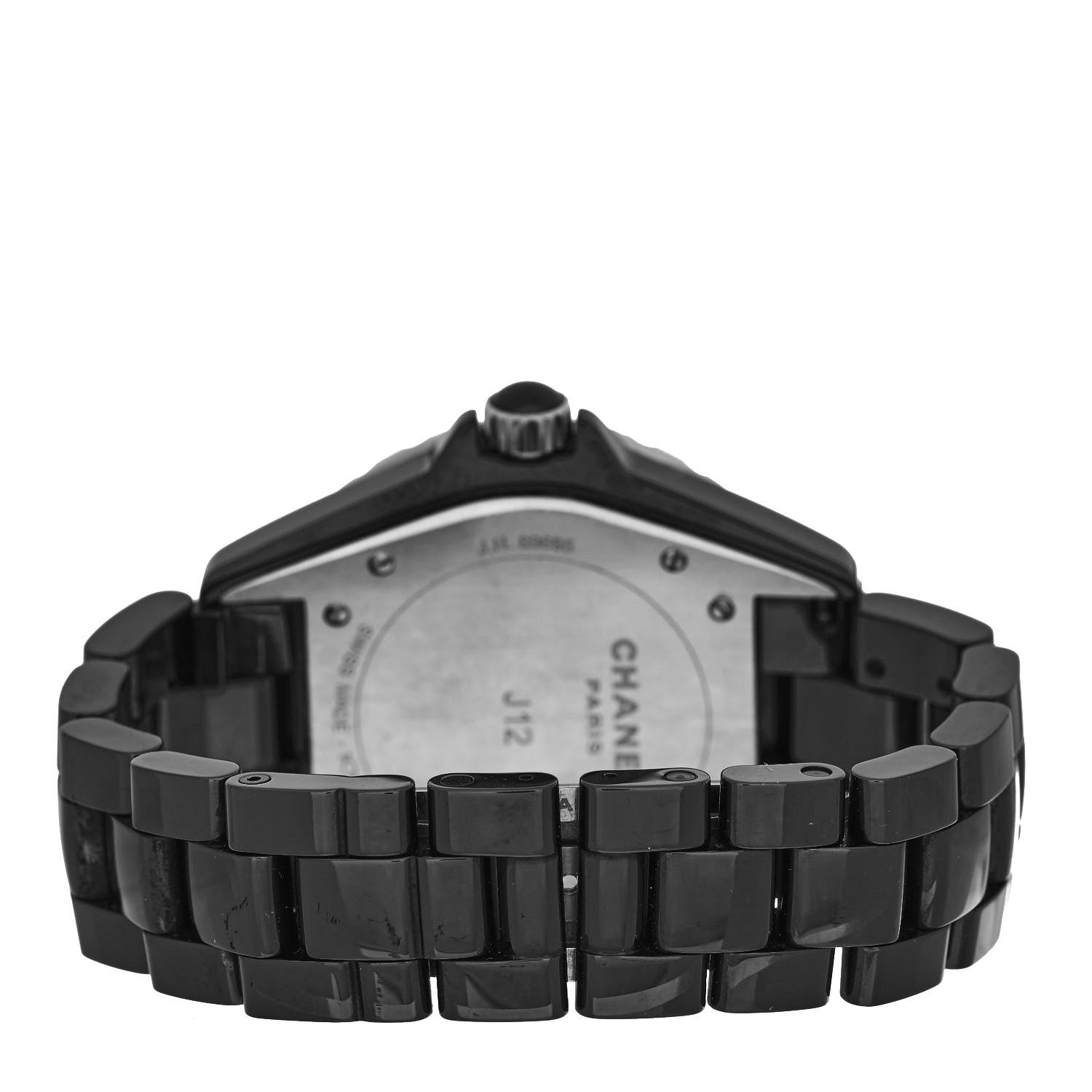 Chanel Stainless Steel Ceramic Diamond Pave Bezel 41mm J12 Automatic Watch Black 3 of 5