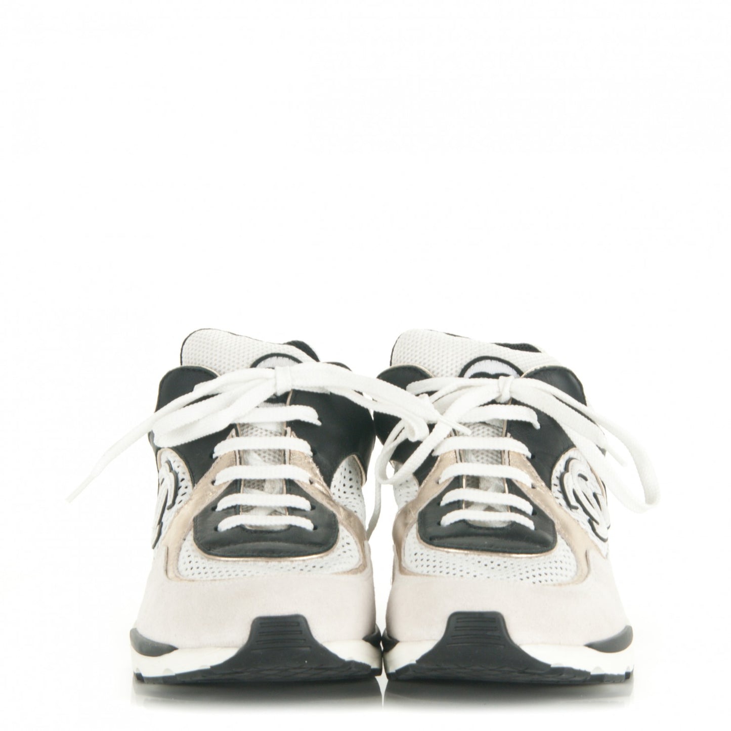 Suede Calfskin CC Sneakers 40 Navy White Gold