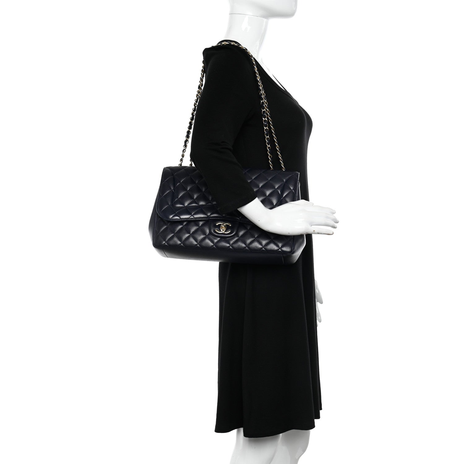 Chanel Lambskin Quilted Jumbo Single Flap Navy 2 of 12