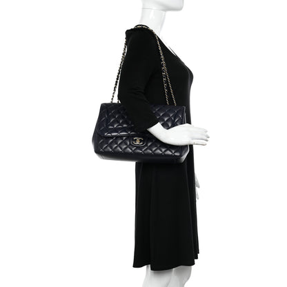 Chanel Lambskin Quilted Jumbo Single Flap Navy 2 of 12