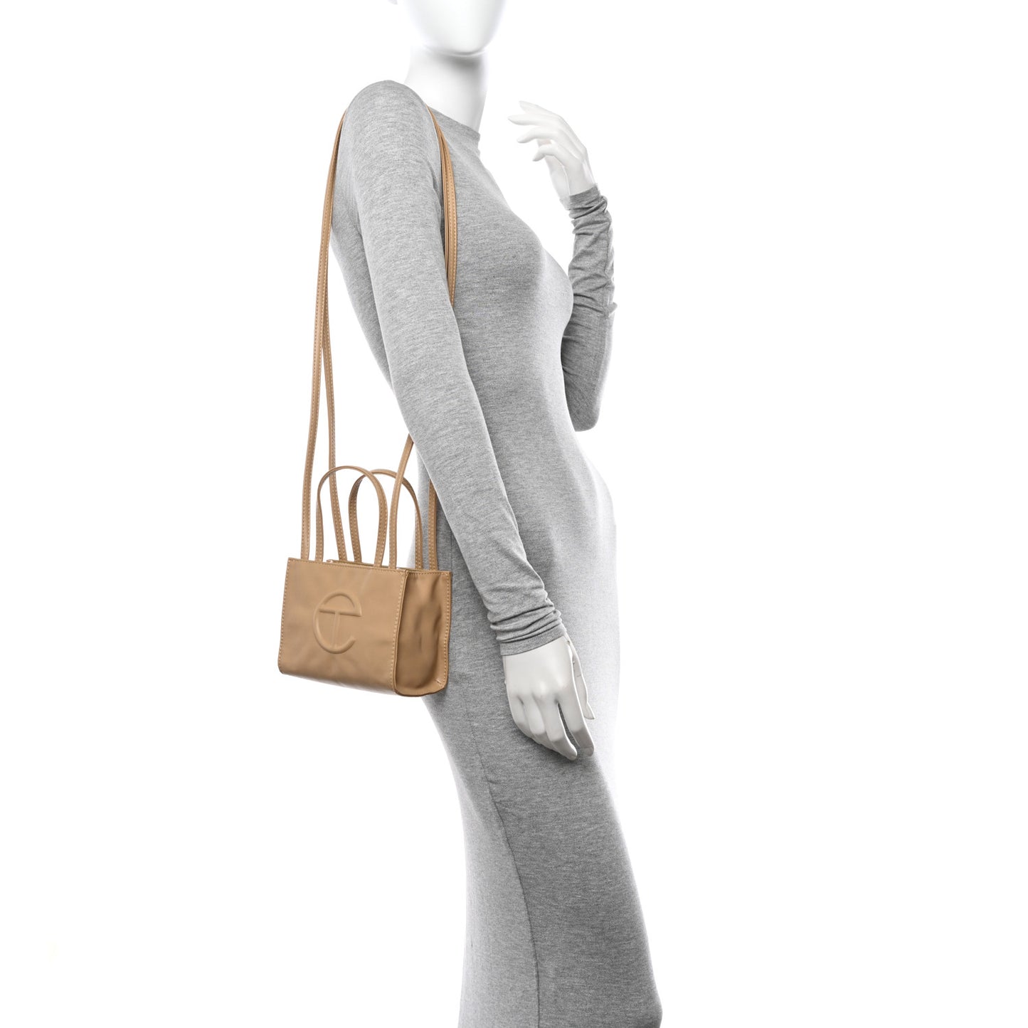 Vegan Leather Small Shopping Bag Cream