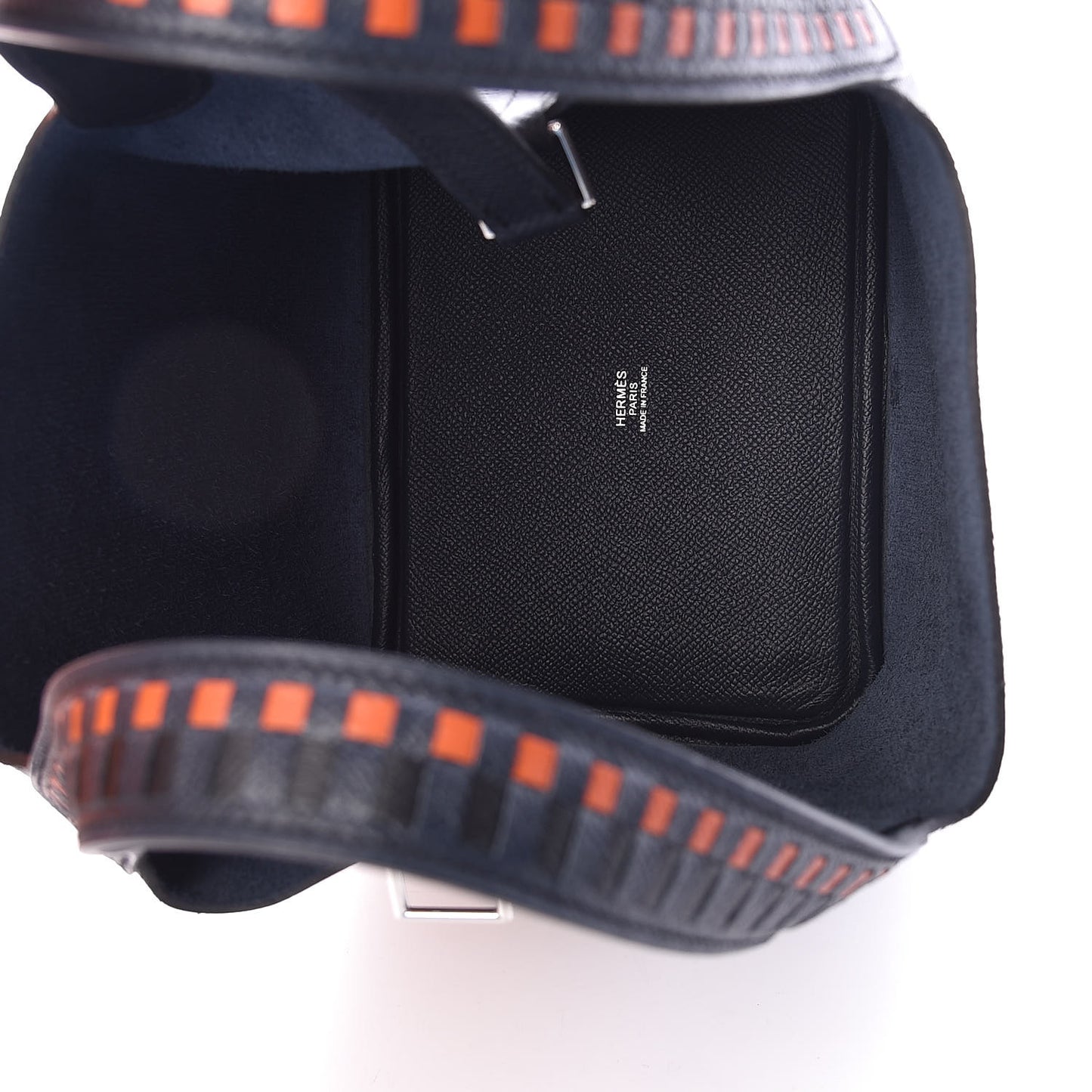 Epsom Tressage De Cuir Picotin Lock 18 PM Bleu Indigo Black Terre Battue