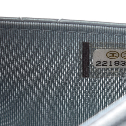 Chanel Metallic Patent Calfskin Quilted Boy Wallet on Chain WOC Light Blue 8 of 10