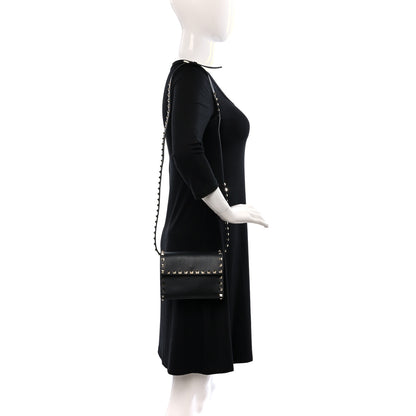 Valentino Garavani VALENTINO GARAVANI Vitello Mini Rockstud Flap Wallet on Strap Black 2 of 8