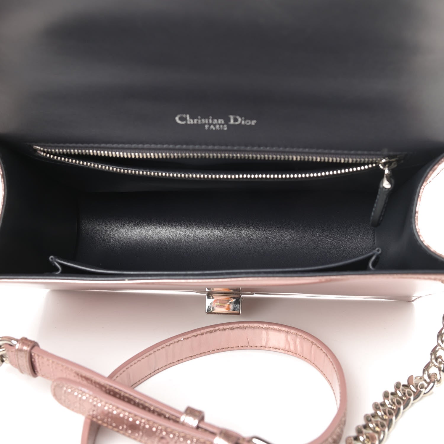 Christian Dior Metallic Patent Micro-Cannage Medium Diorama Flap Bag Pink 4 of 12