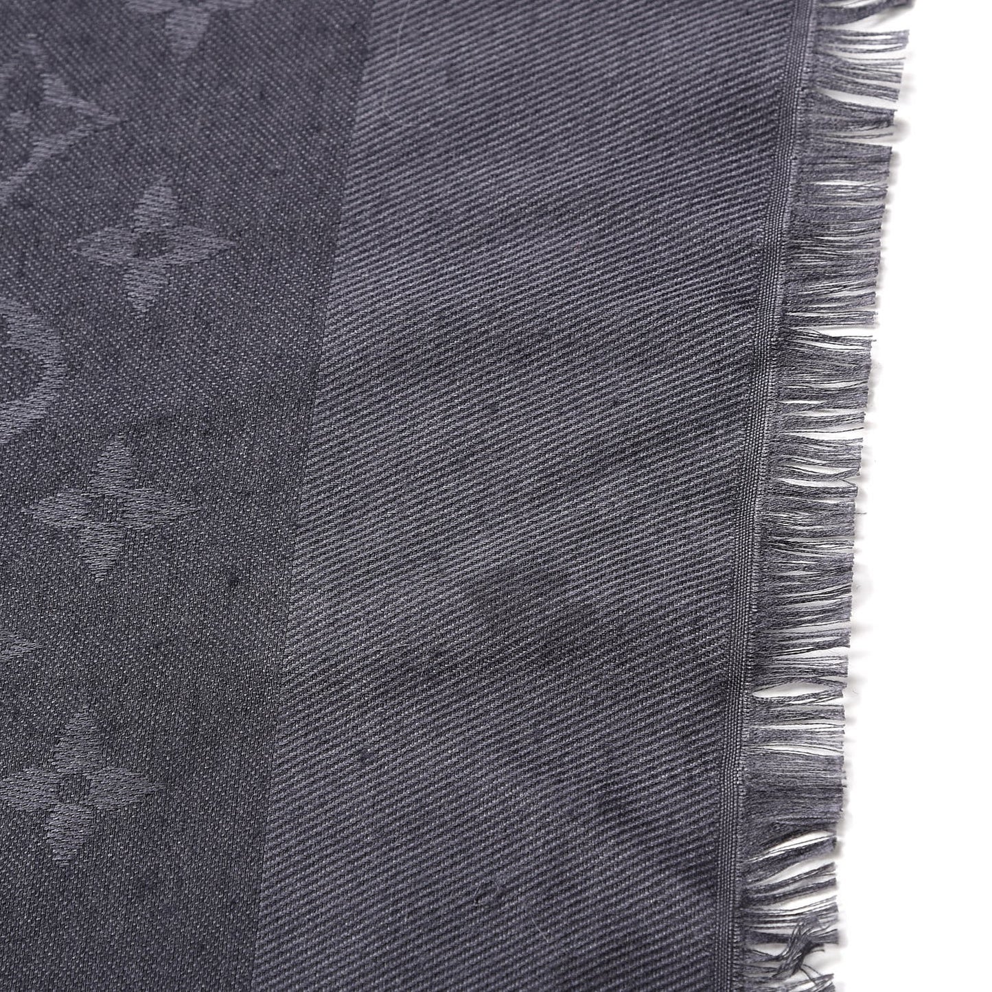 Wool Silk Monogram Shawl Anthracite
