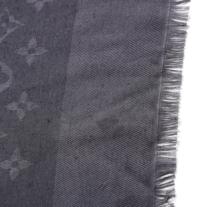 Louis Vuitton Wool Silk Monogram Shawl Anthracite 4 of 5