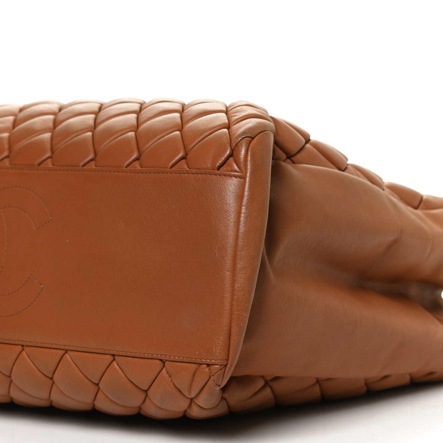 Lambskin Quilted Medium New Bubble North South Tote Brown