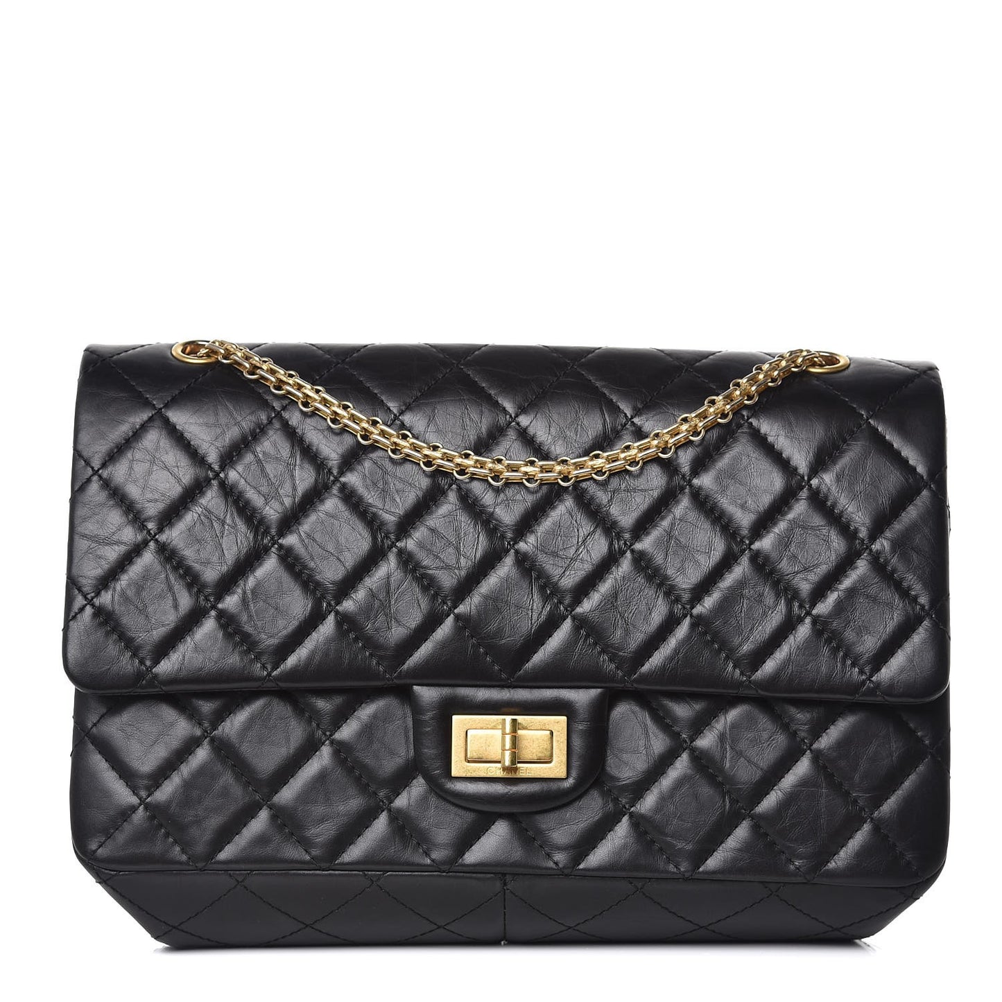 Aged Calfskin Quilted 2.55 Reissue 227 Flap Black
