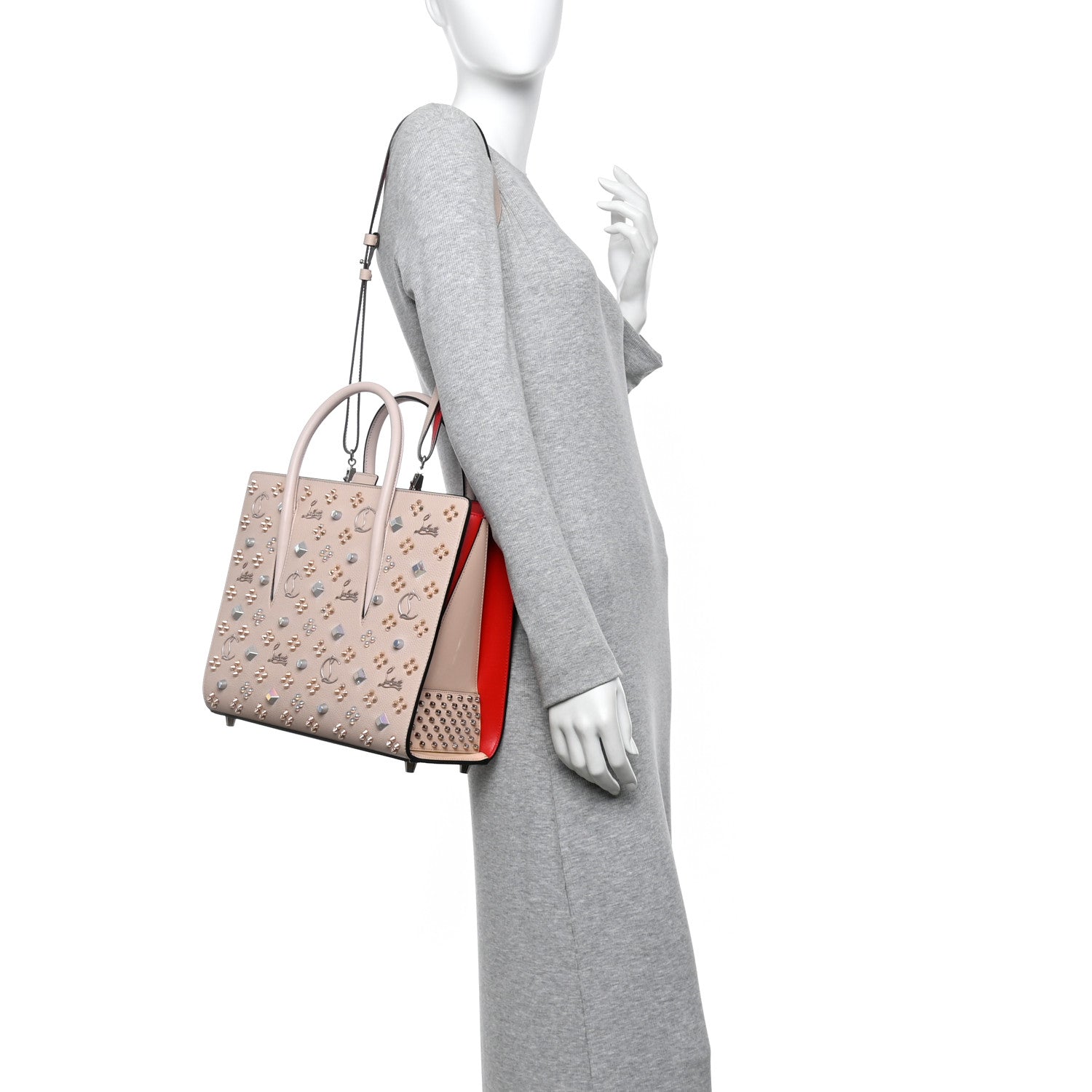 Christian Louboutin Grained Calfskin Spikes Loubinthesky Medium Paloma Ballerina 2 of 9