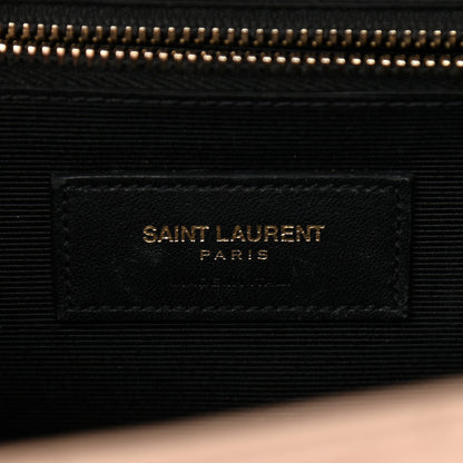 Saint Laurent Grain De Poudre Matelasse Chevron Large Monogram Satchel Dark Beige 6 of 11