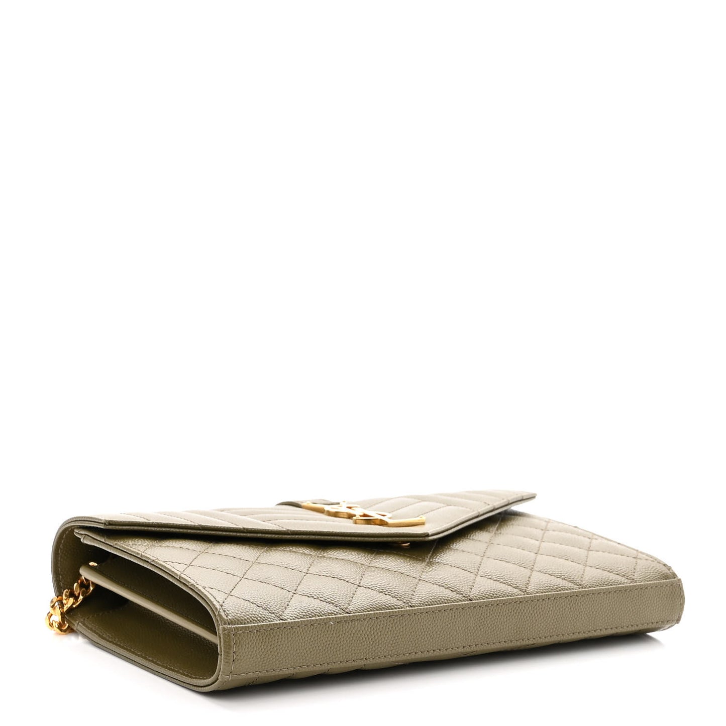 Grain De Poudre Mixed Matelasse Triquilt Monogram Chain Wallet Kaki