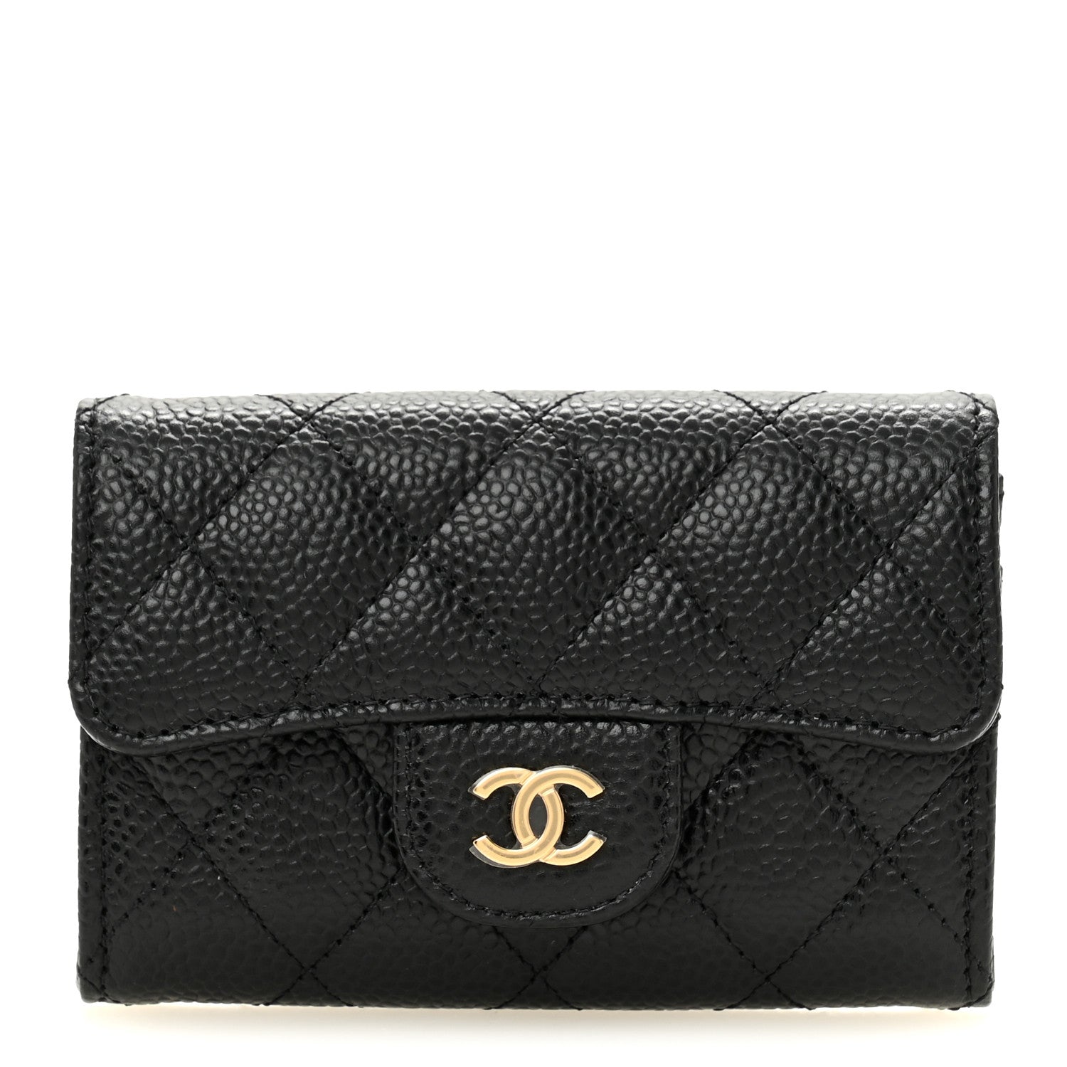 Chanel Caviar Quilted Flap Card Holder Wallet Black 1 of 9