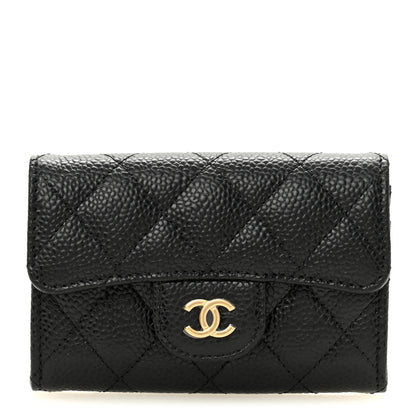 Chanel Caviar Quilted Flap Card Holder Wallet Black 1 of 9