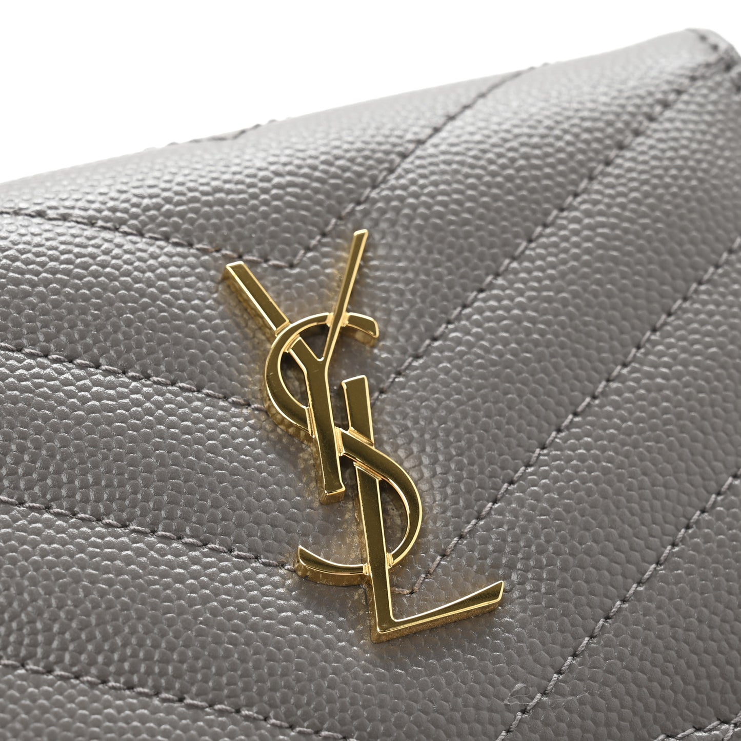 Grain De Poudre Matelasse Chevron Monogram Flap Card Case Fog