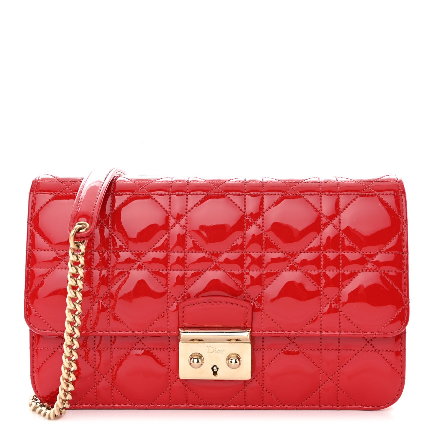 Patent Cannage Miss Dior Promenade Pouch Red