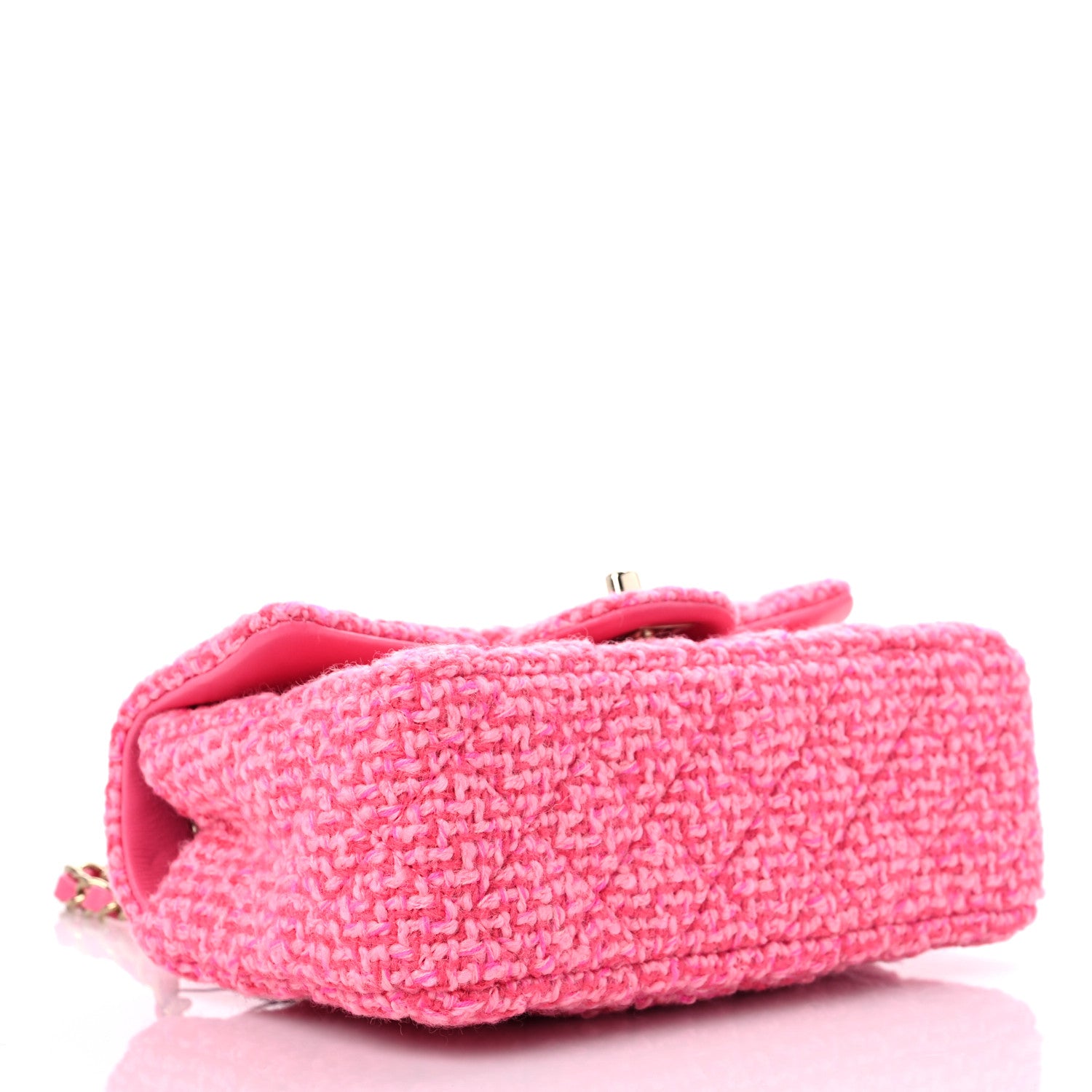 Chanel Wool Tweed Quilted Mini Rectangular Flap Dark Pink Fuchsia 4 of 10