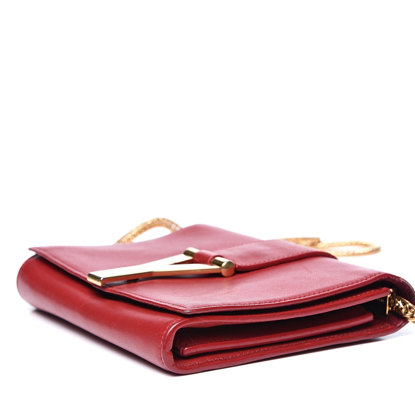 Calfskin Classic Y Ligne Chain Wallet Red